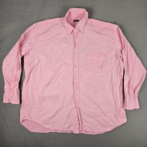Gitman Bros‎ Button Down Dress Shirt Men's 2XL Pink Long Sleeve Italy Made VTG